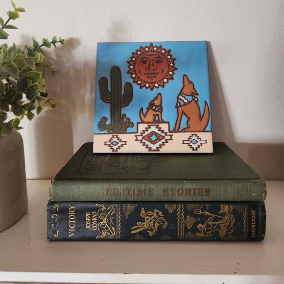 Earthtones The Serenading Coyotes Southwestern Tile Art 1995 - Picture 5 of 5